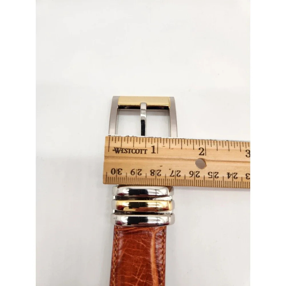 Avanti Size 42 Leather Dress Belt Tan Cognac Croc Embossed Made In Italy